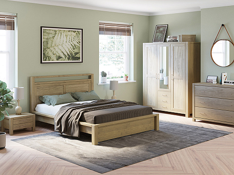 Кровать из дерева Fiord - Кровать из массива с декоративной резкой в изголовье.